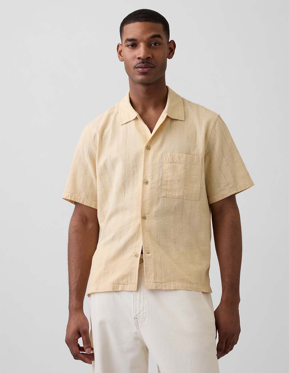 Camisa casual de algodón manga corta para hombre