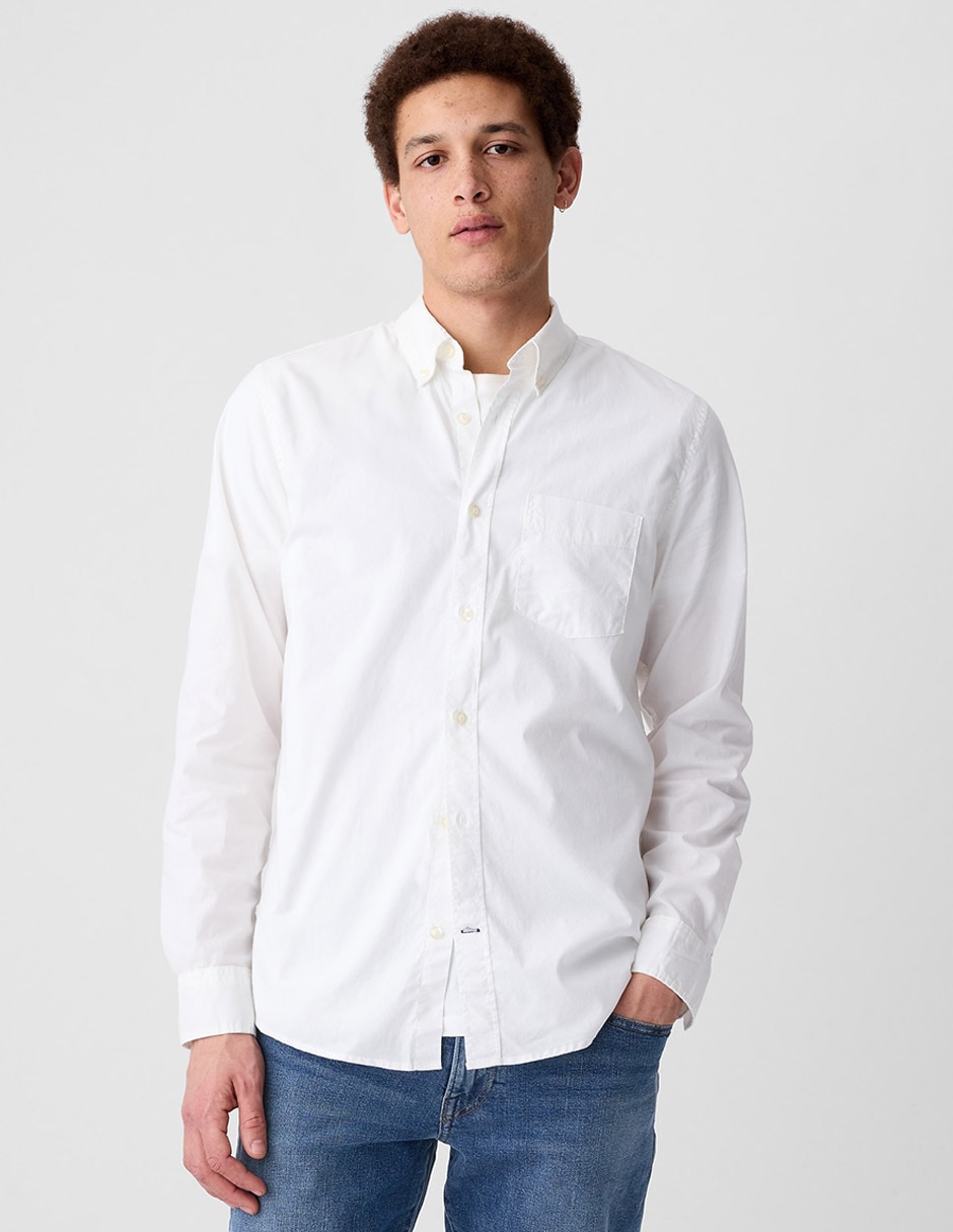 Camisa casual de algodón manga larga para hombre