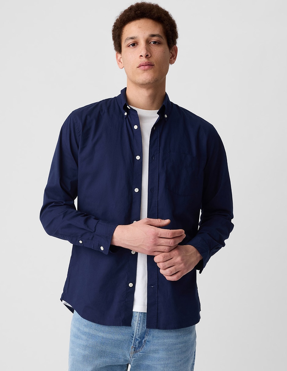 Camisa casual de algodón manga larga para hombre