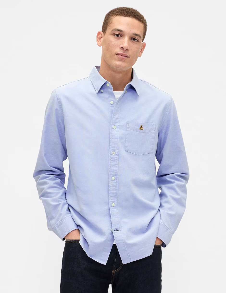 Camisa casual de algodón manga larga para hombre