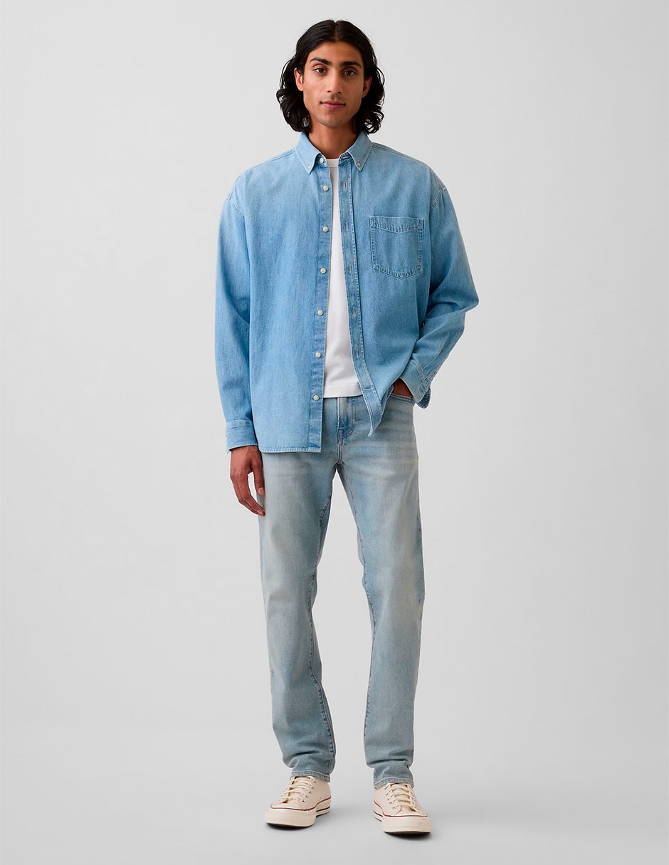 Jeans slim lavado claro para hombre