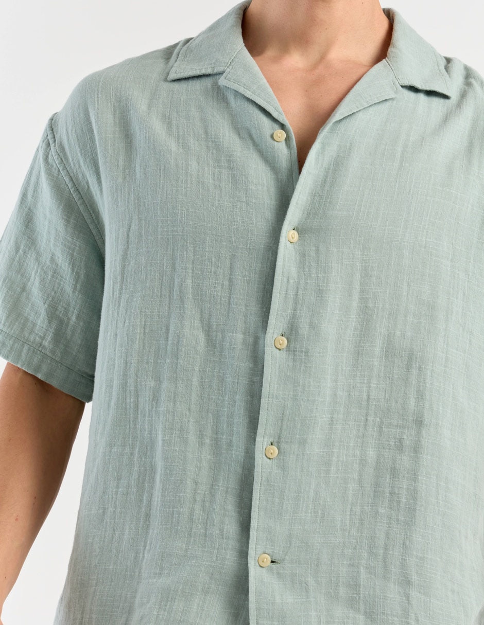 Camisa Casual De Algodón Manga Corta Para Hombre