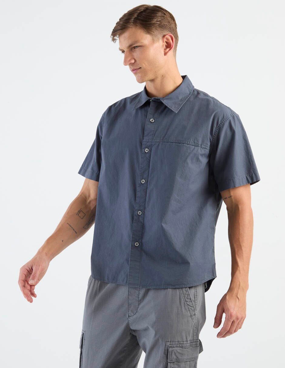Camisa casual de algodón manga corta para hombre