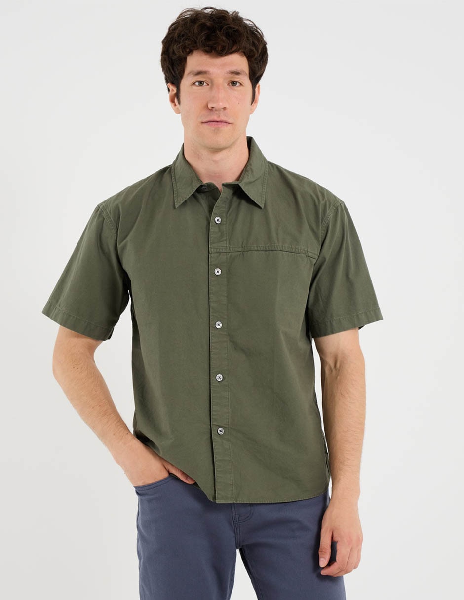 Camisa casual de algodón manga corta para hombre