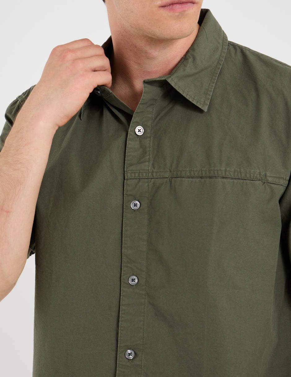 Camisa casual de algodón manga corta para hombre