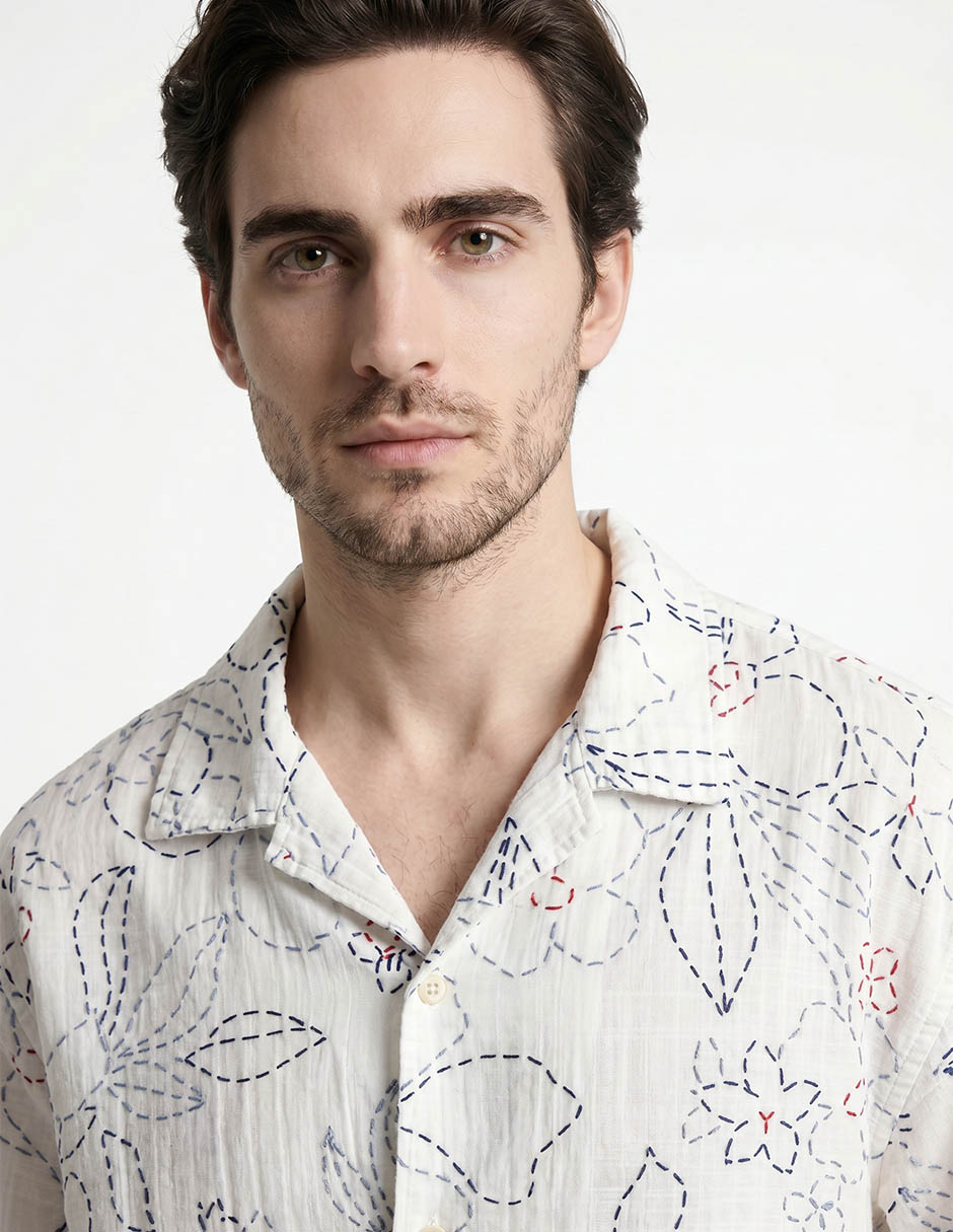 Camisa para playa de algodón manga corta para hombre 3