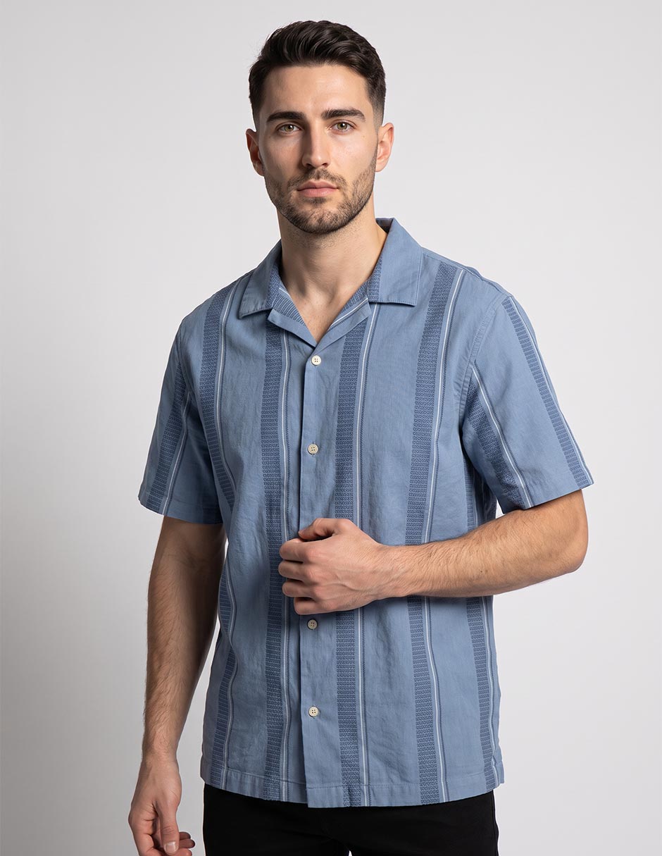 Camisa casual de algodón manga corta para hombre