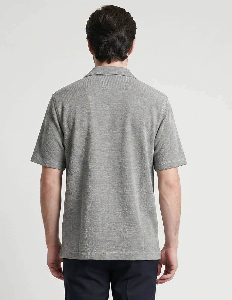 Camisa casual de algodón manga al codo para hombre