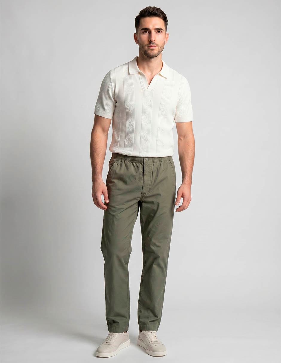 Pantalón casual chino baggy de algodón para hombre 2