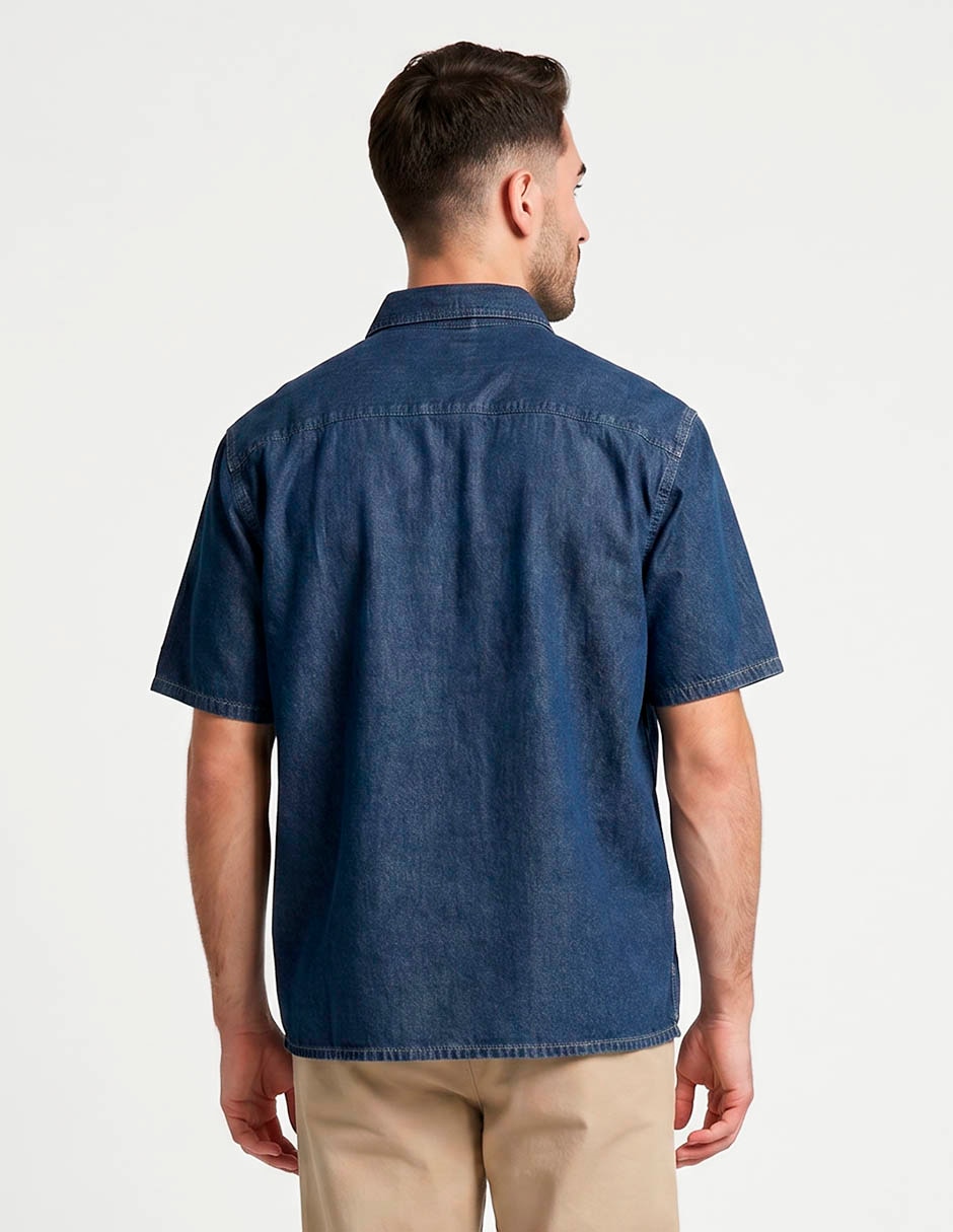 Camisa casual de mezclilla manga corta para hombre