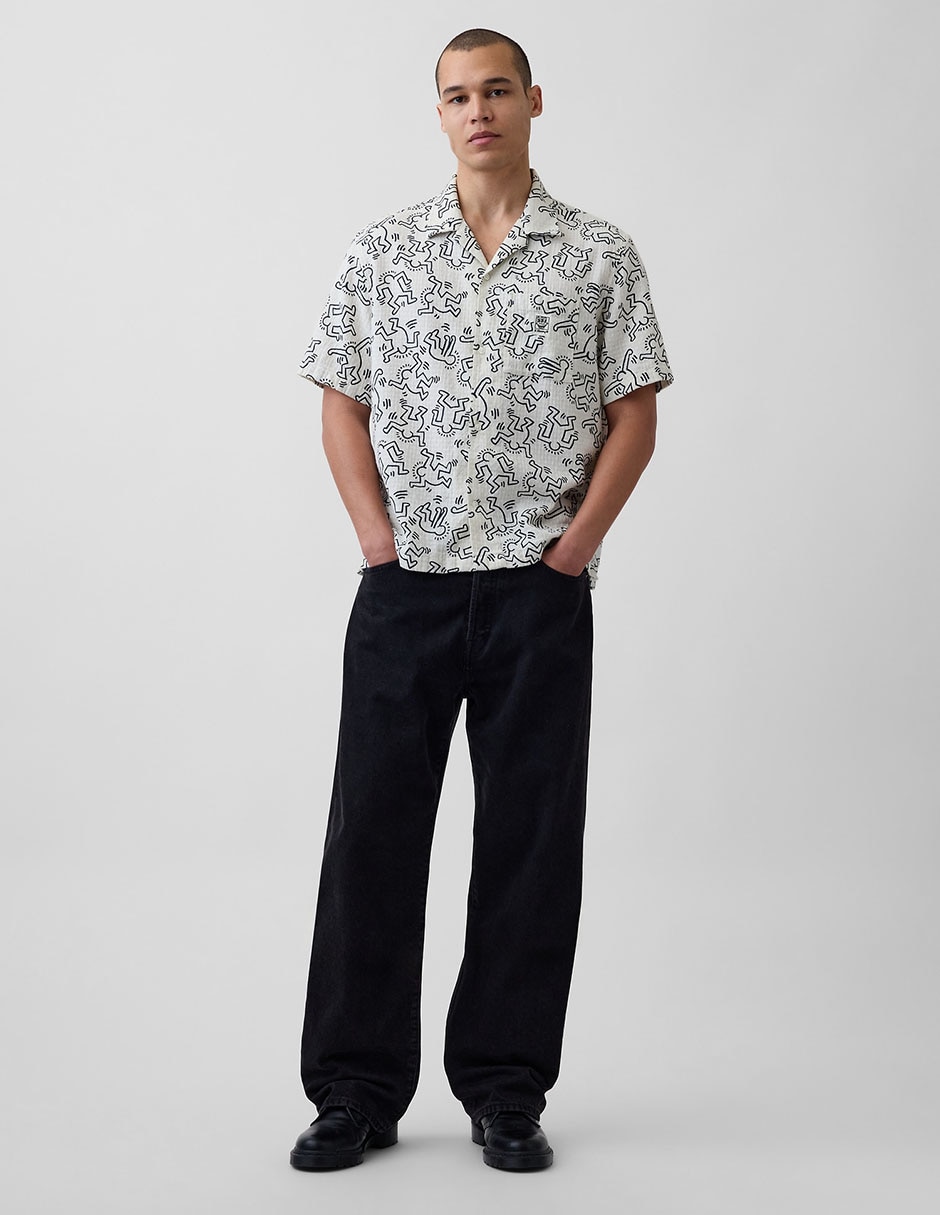 Camisa casual keith haring de algodón manga corta para hombre 2