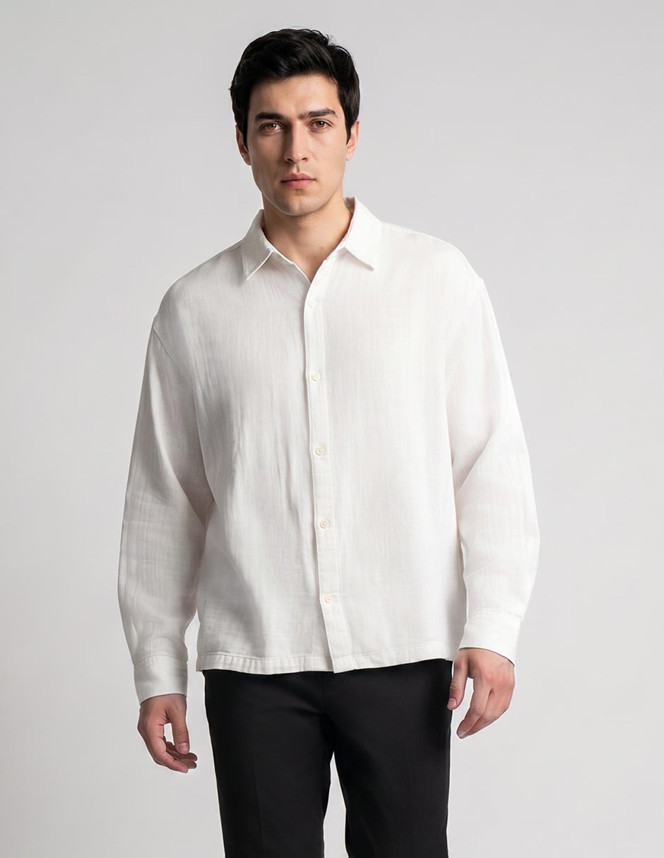 Camisa casual de algodón manga larga para hombre