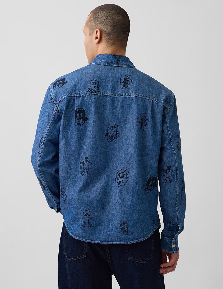 Camisa casual de mezclilla manga larga para hombre