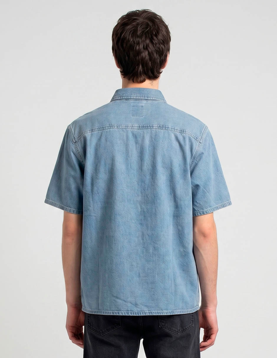 Camisa casual de mezclilla manga corta para hombre 2