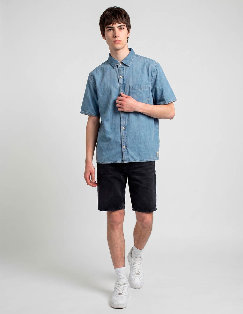 Camisa casual de mezclilla manga corta para hombre 3
