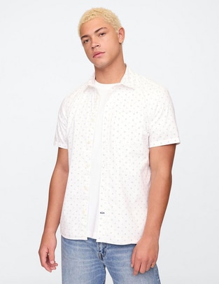 Camisa casual de algodón manga corta para hombre