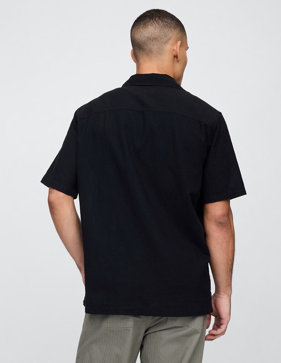 Camisa casual de lino manga corta para hombre