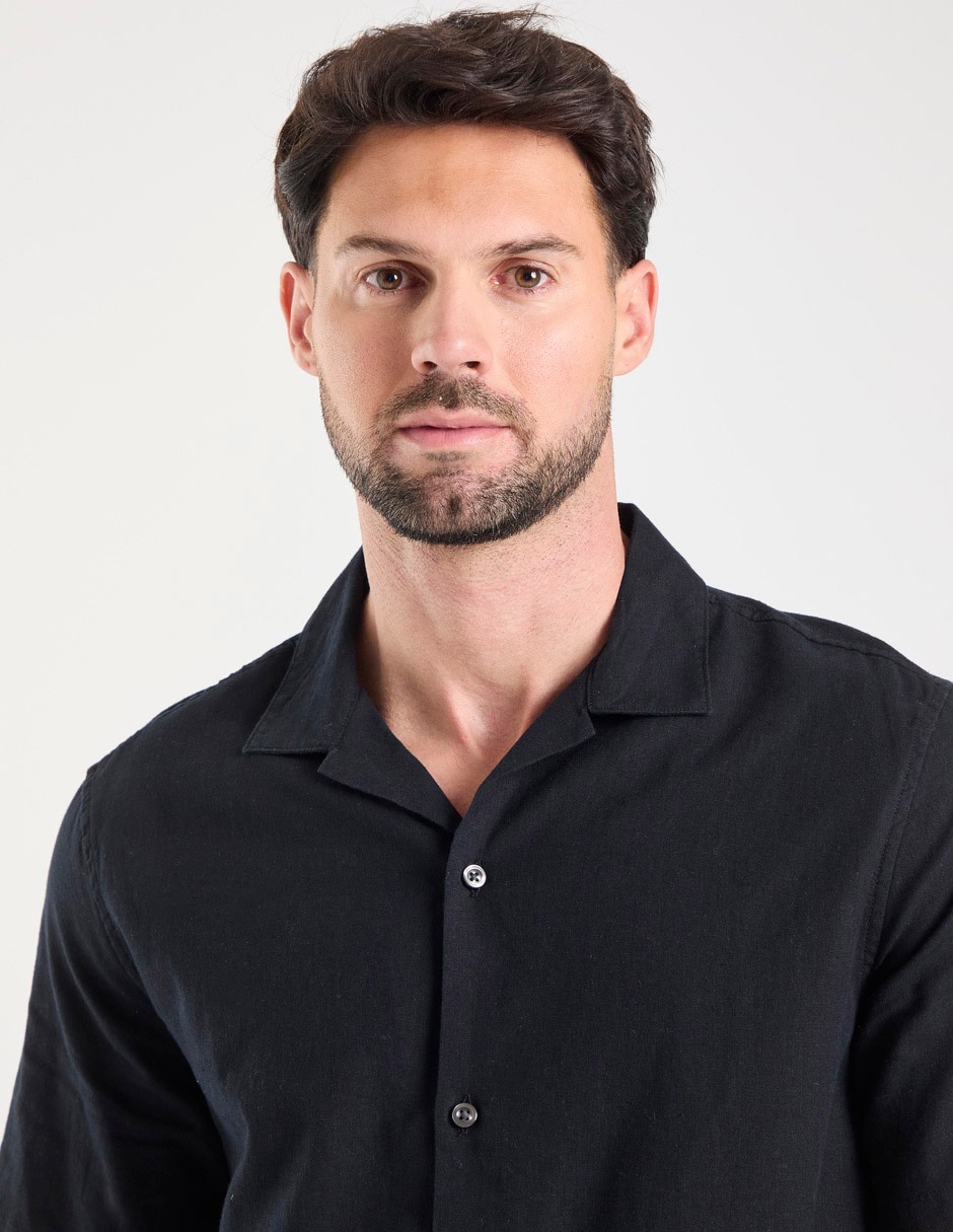 Camisa casual de lino manga corta para hombre