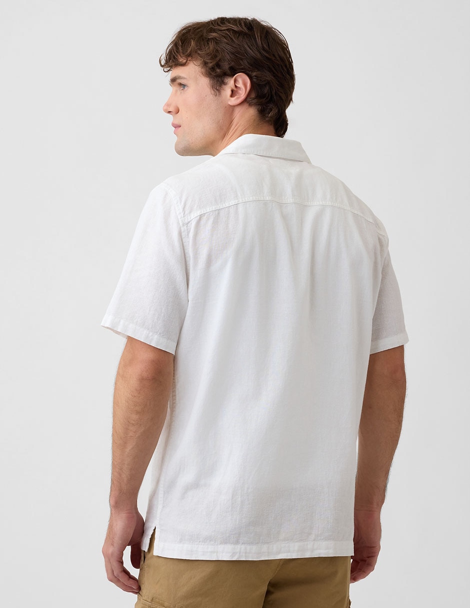 Camisa casual de lino manga corta para hombre 2