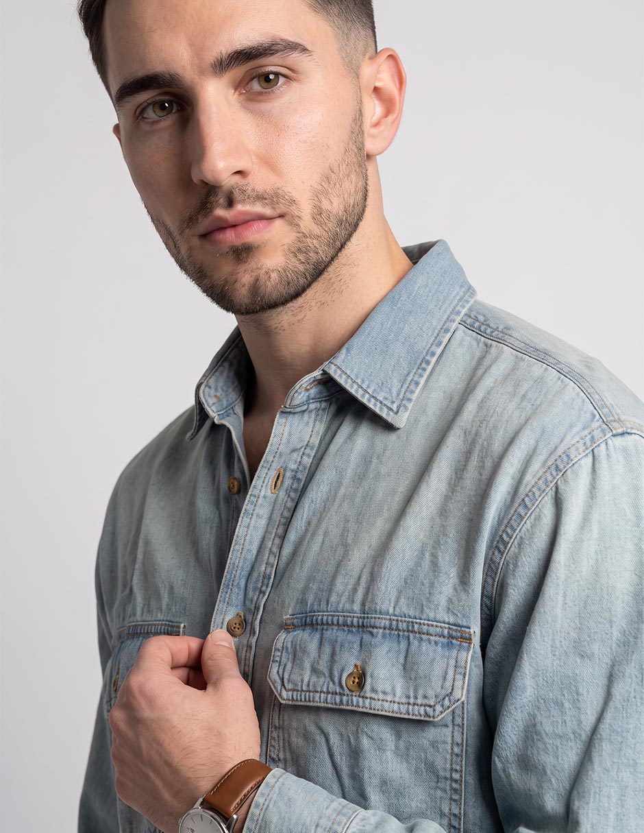 Camisa casual manga larga para hombre 2