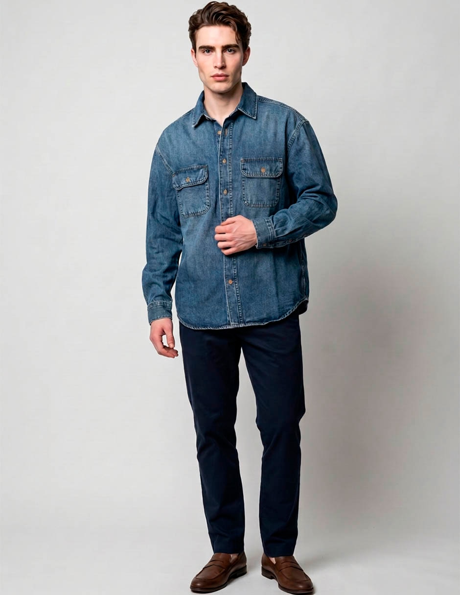 Sobrecamisa casual manga larga para hombre