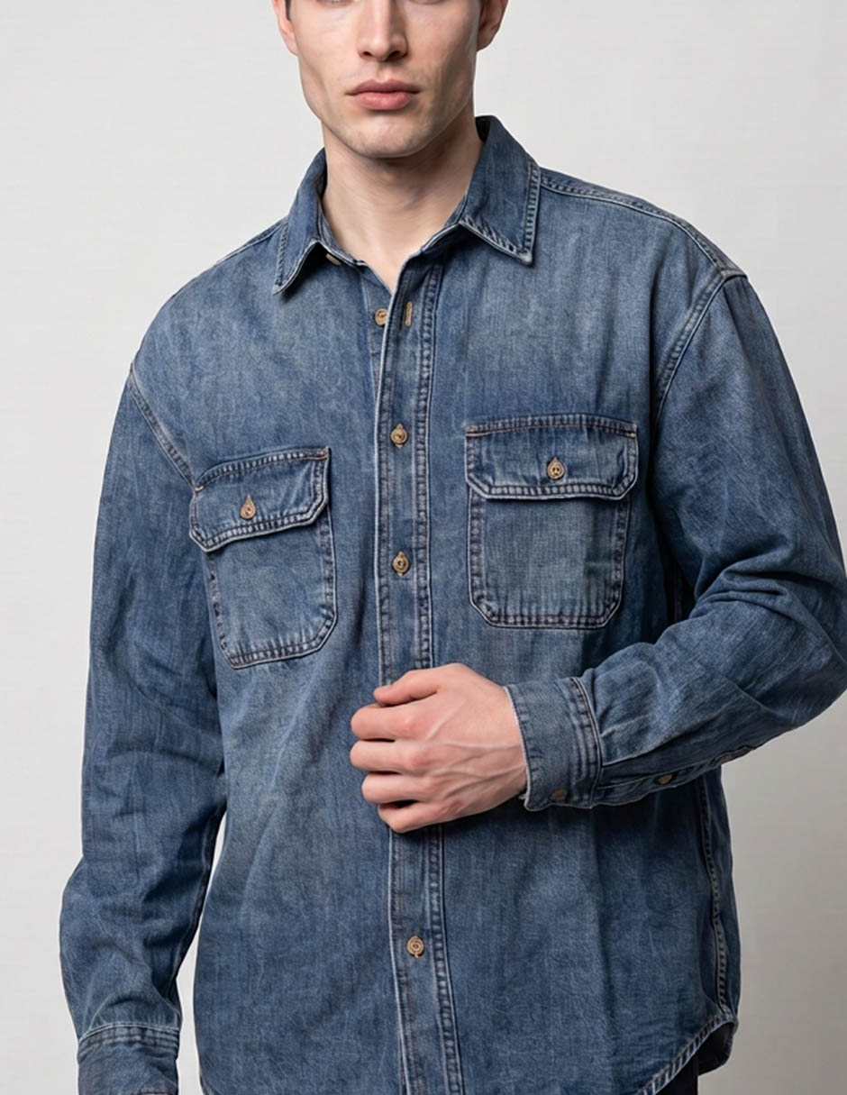 Sobrecamisa casual manga larga para hombre 3