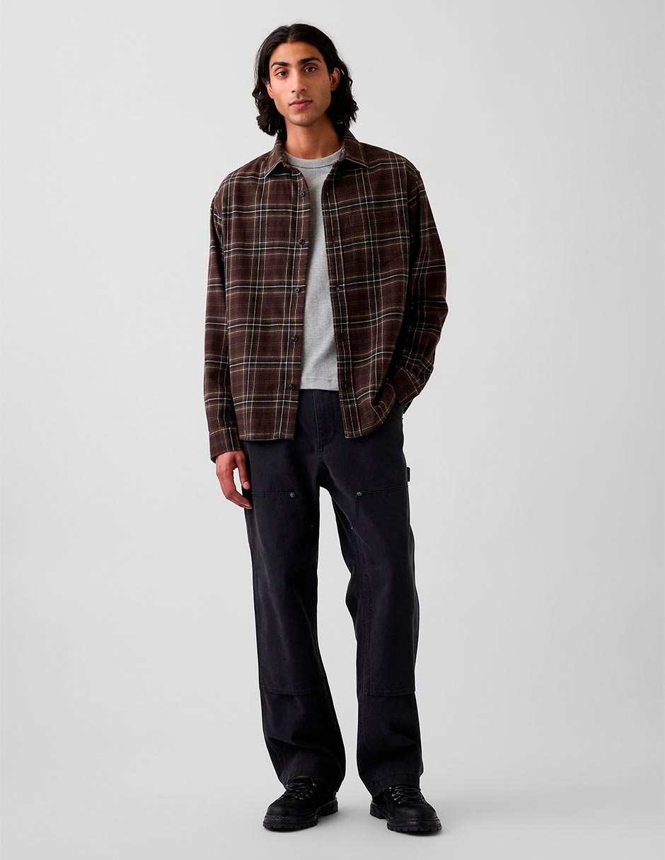 Sobrecamisa casual de algodón manga larga para hombre 2