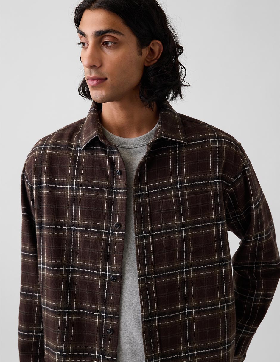 Sobrecamisa casual de algodón manga larga para hombre 4