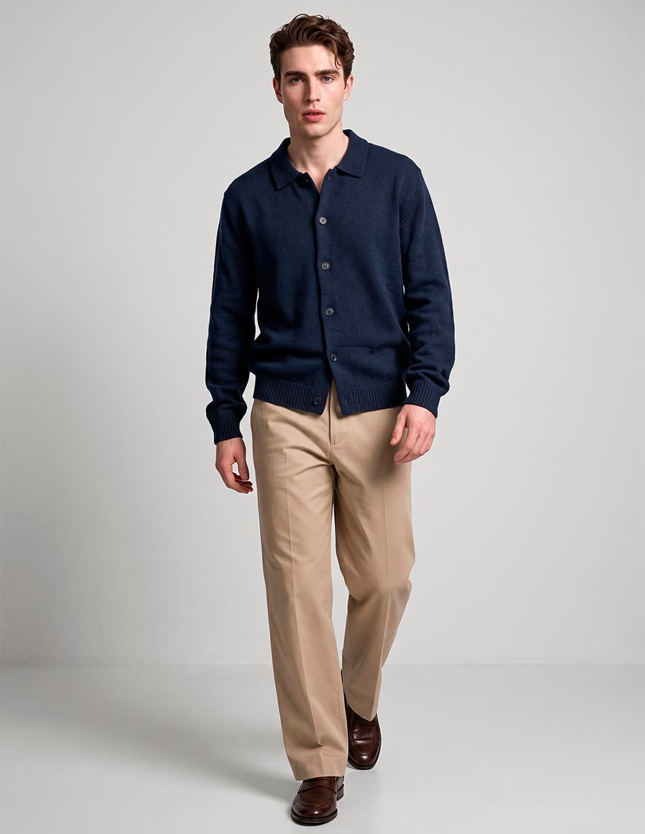 Suéter cuello camisero para hombre