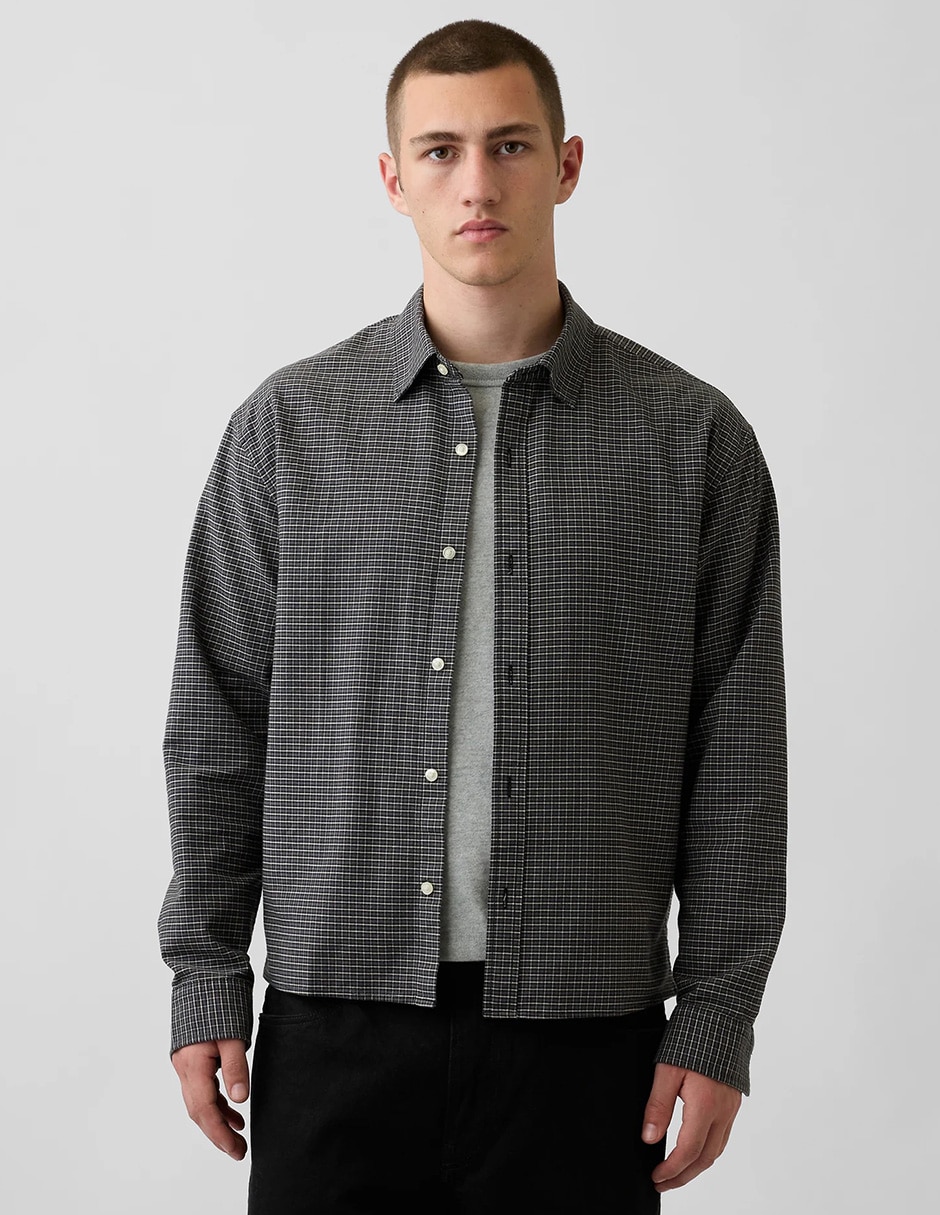 Camisa casual de algodón manga larga para hombre Camisa casual de algodón manga larga para hombre