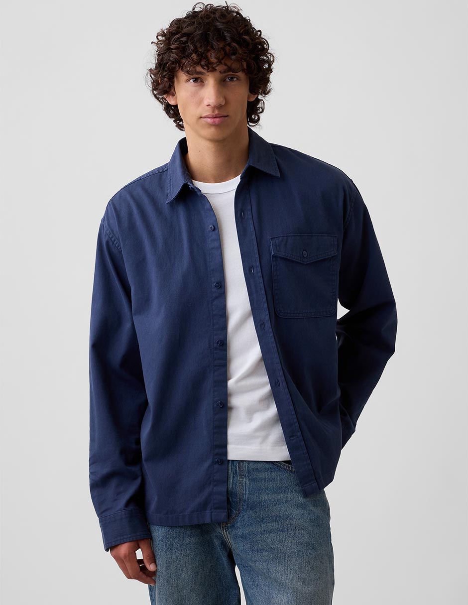 Camisa casual de algodón manga larga para hombre