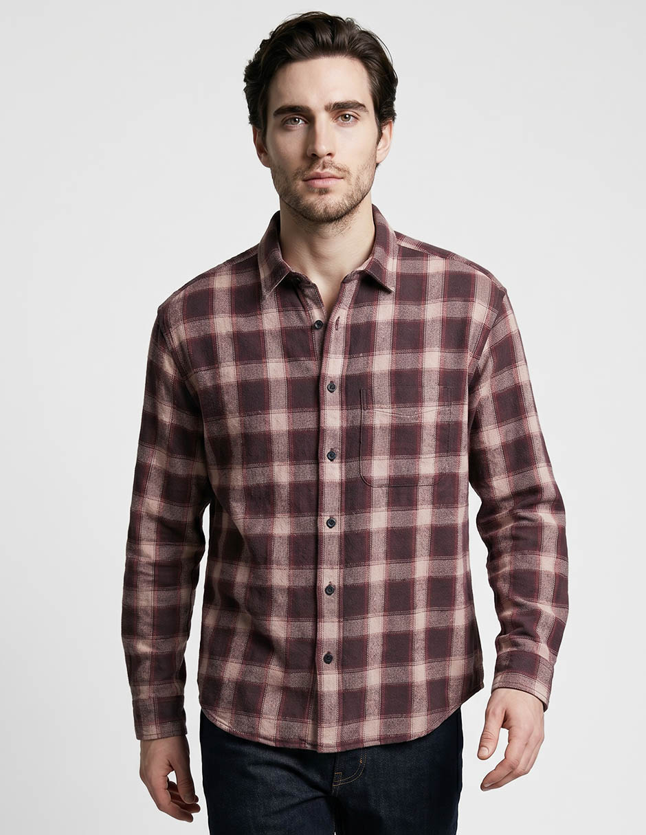 Camisa casual de algodón manga larga para hombre Camisa casual de algodón manga larga para hombre
