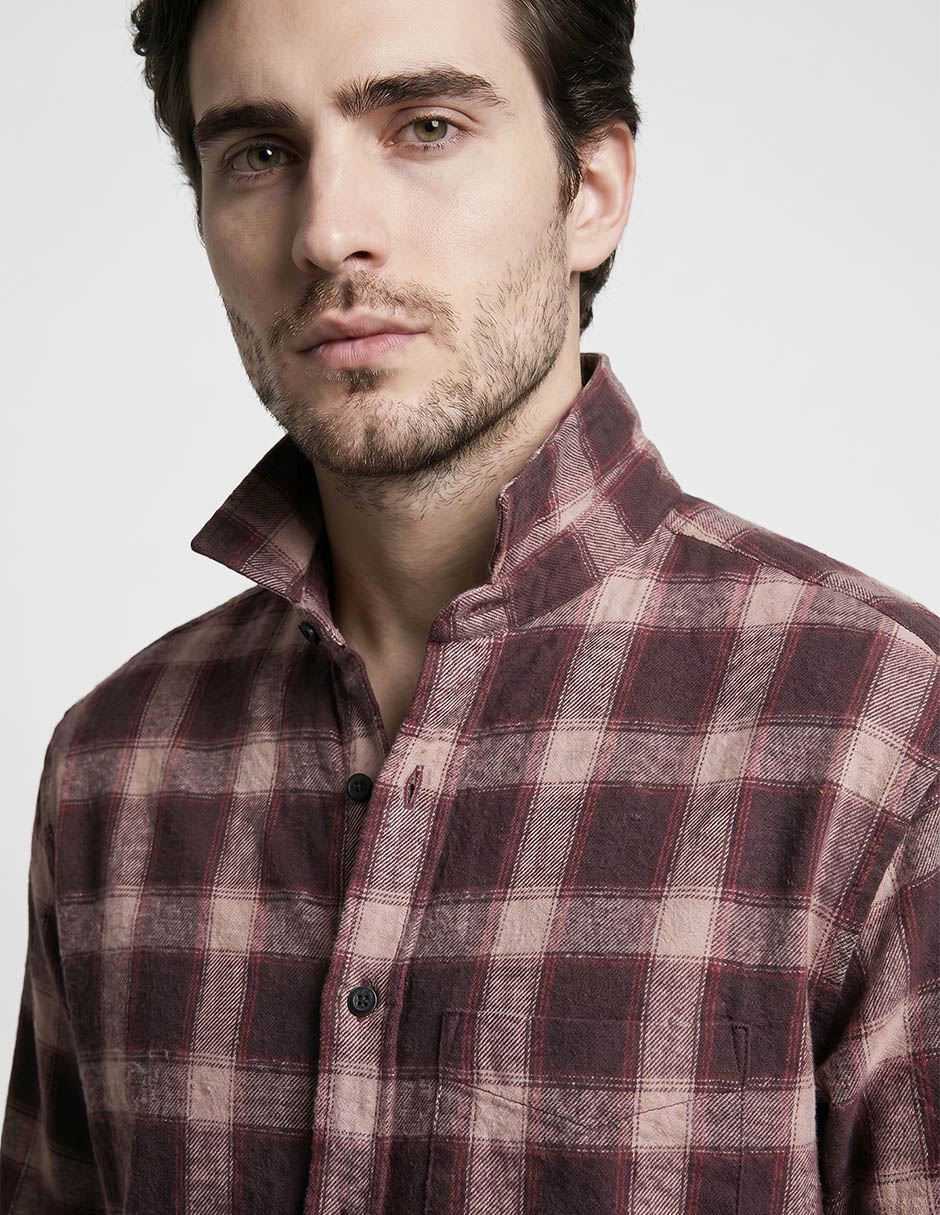 Camisa casual de algodón manga larga para hombre