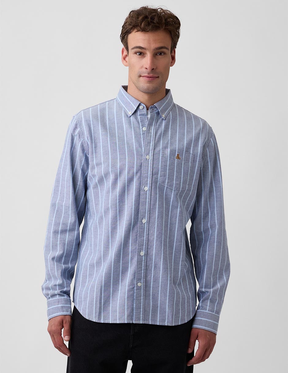 Camisa casual de algodón manga larga para hombre