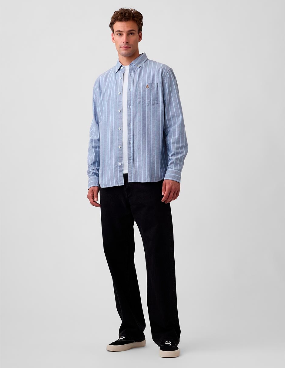Camisa casual de algodón manga larga para hombre