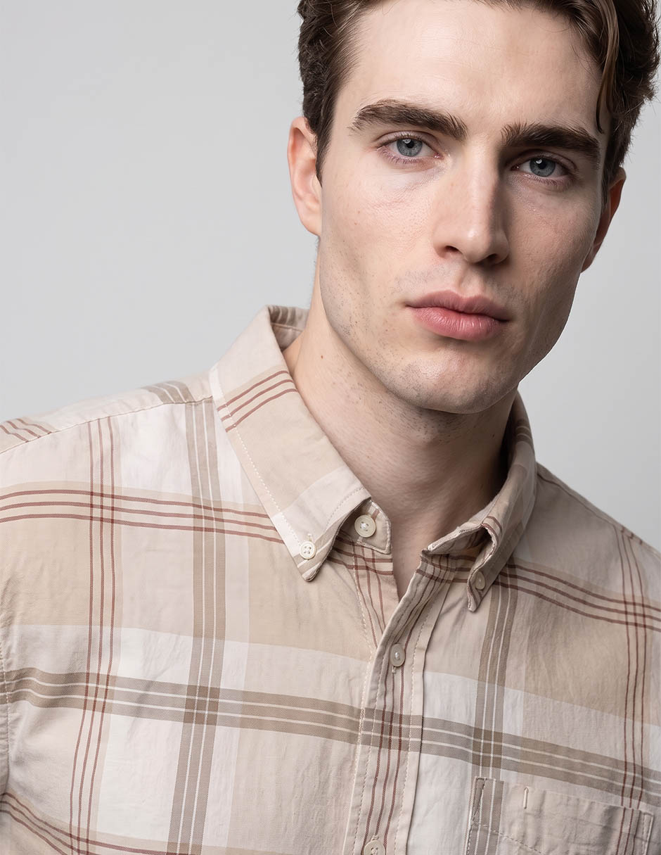 Camisa casual de algodón manga larga para hombre