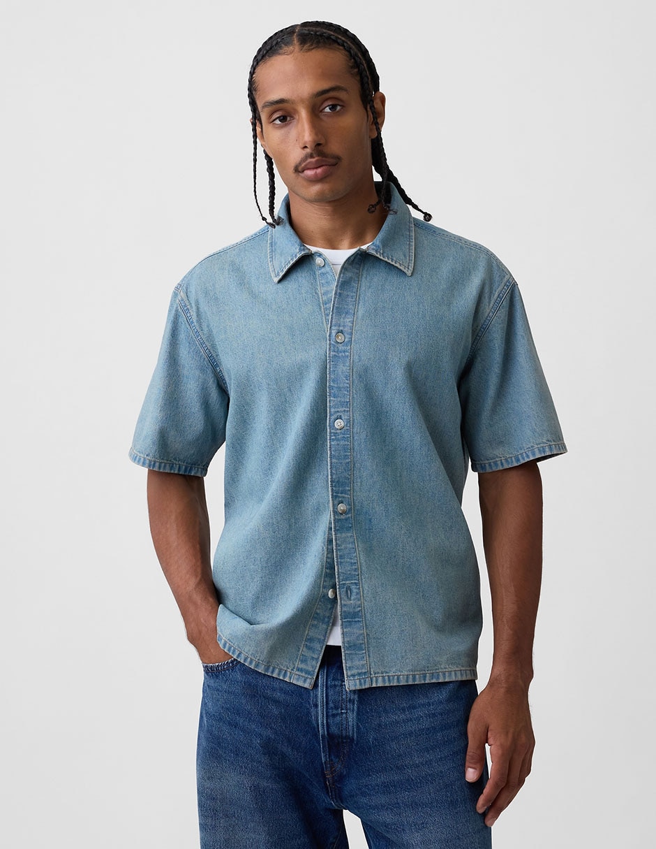 Sobrecamisa casual de algodón manga larga para hombre