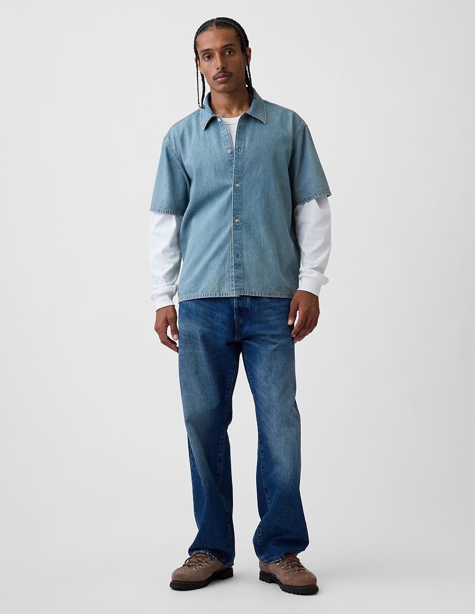 Sobrecamisa casual de algodón manga larga para hombre