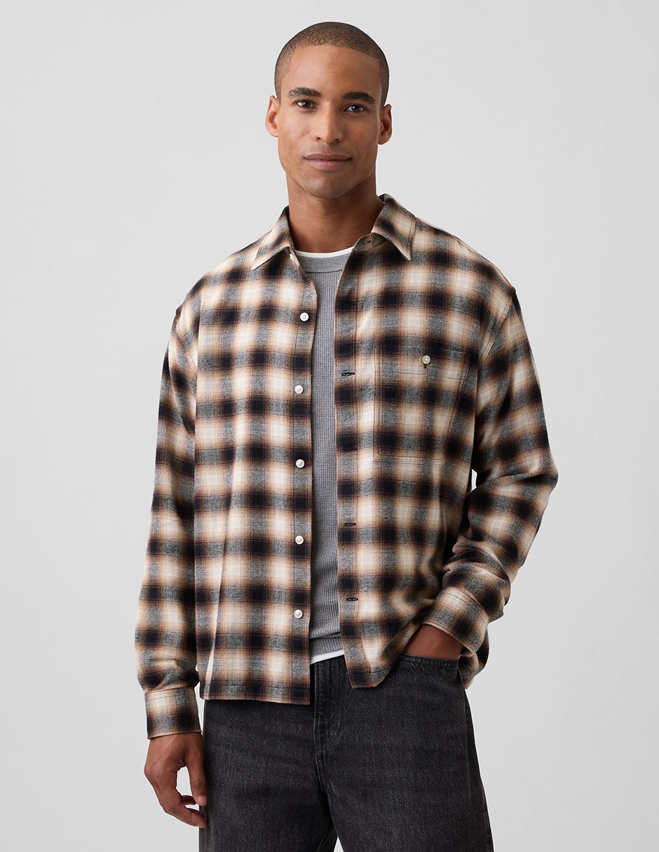 Sobrecamisa casual de algodón manga larga para hombre