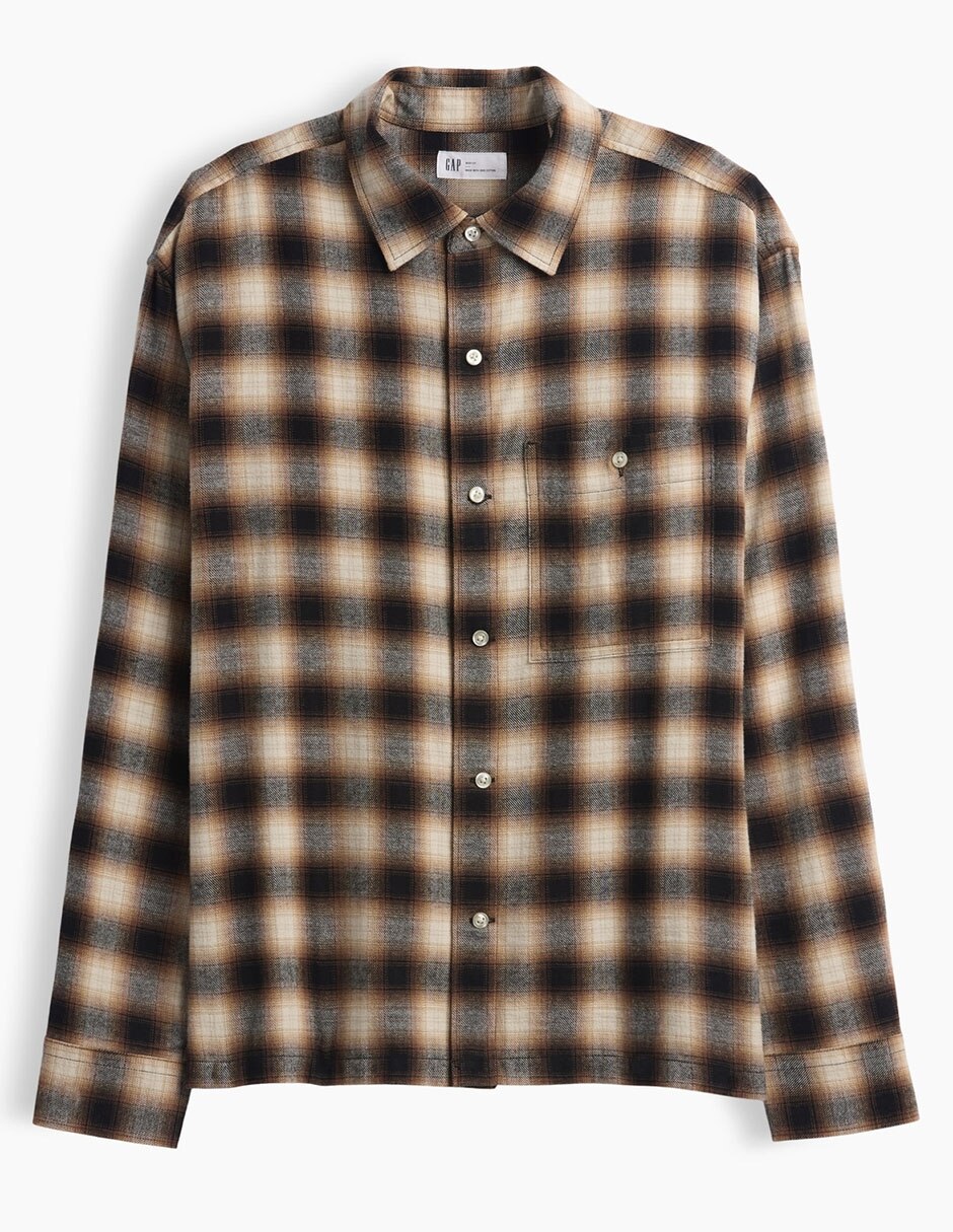 Sobrecamisa casual de algodón manga larga para hombre 1