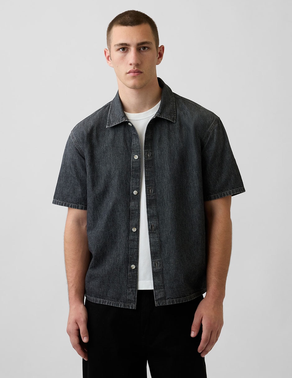 Camisa casual de algodón manga corta para hombre