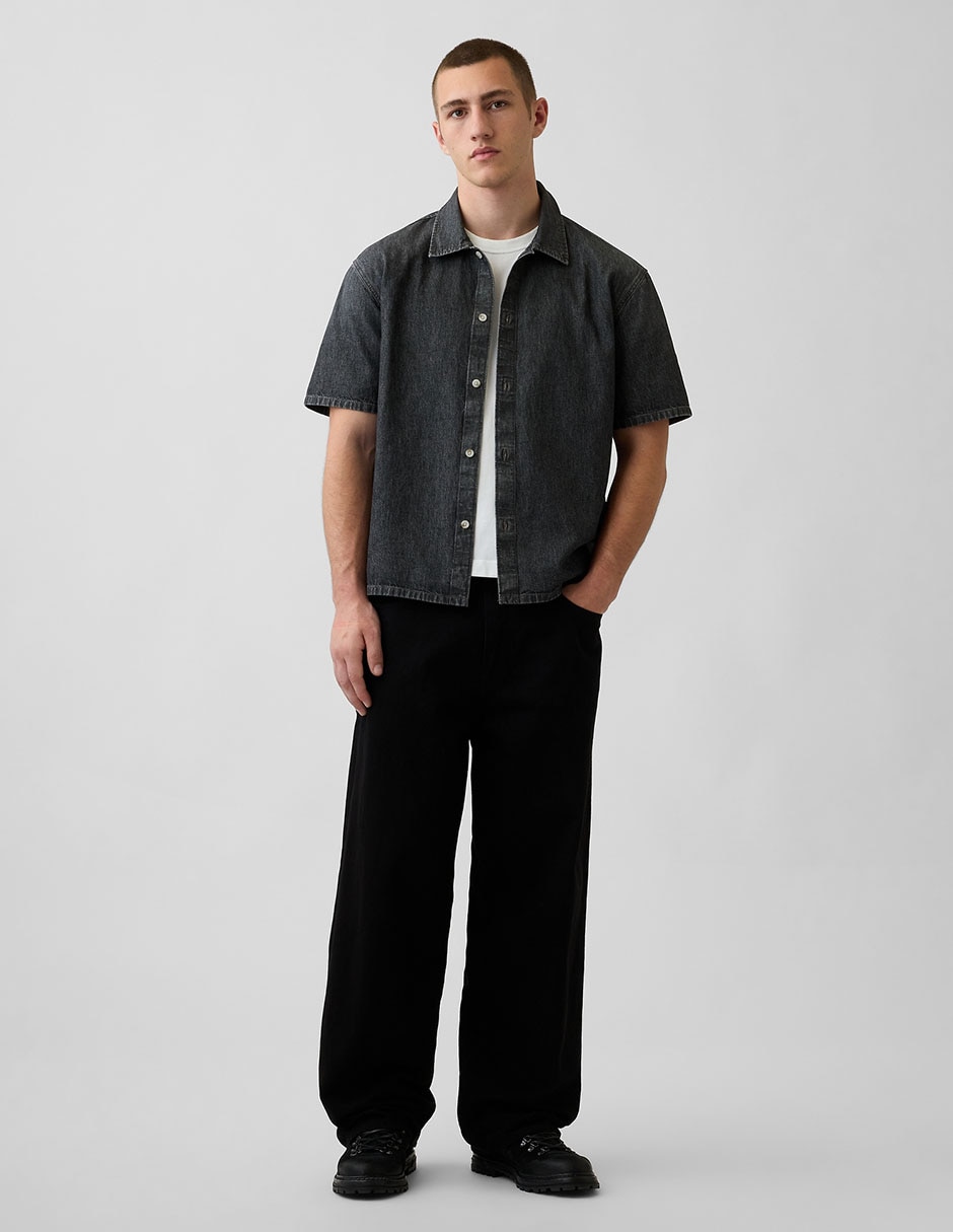 Camisa casual de algodón manga corta para hombre