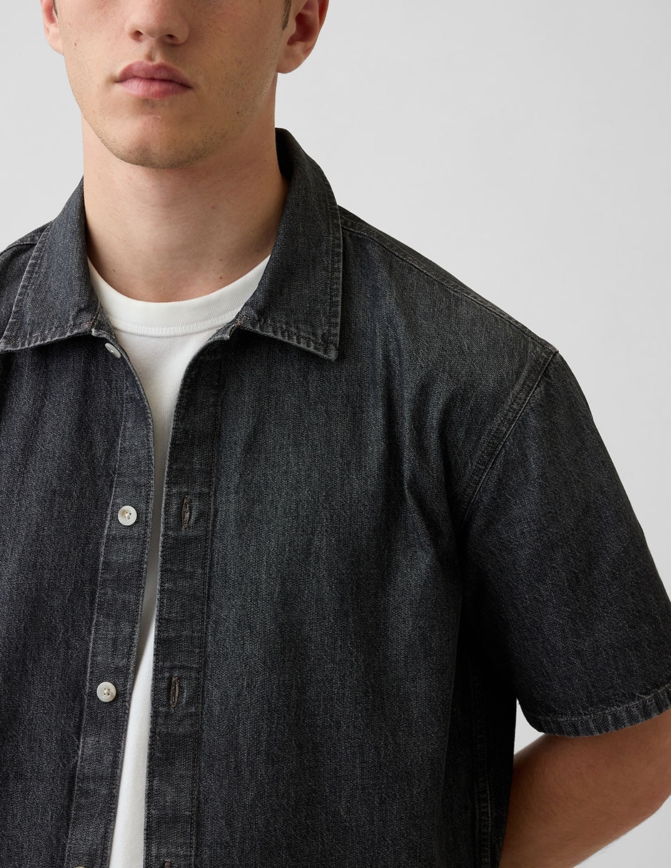 Camisa casual de algodón manga corta para hombre