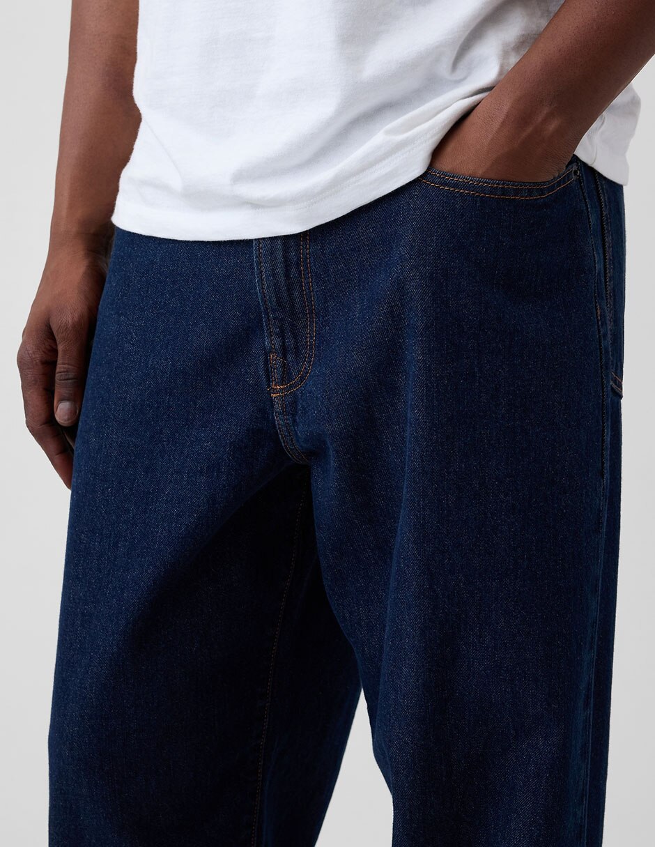 Pantalón baggy lavado obscuro para hombre