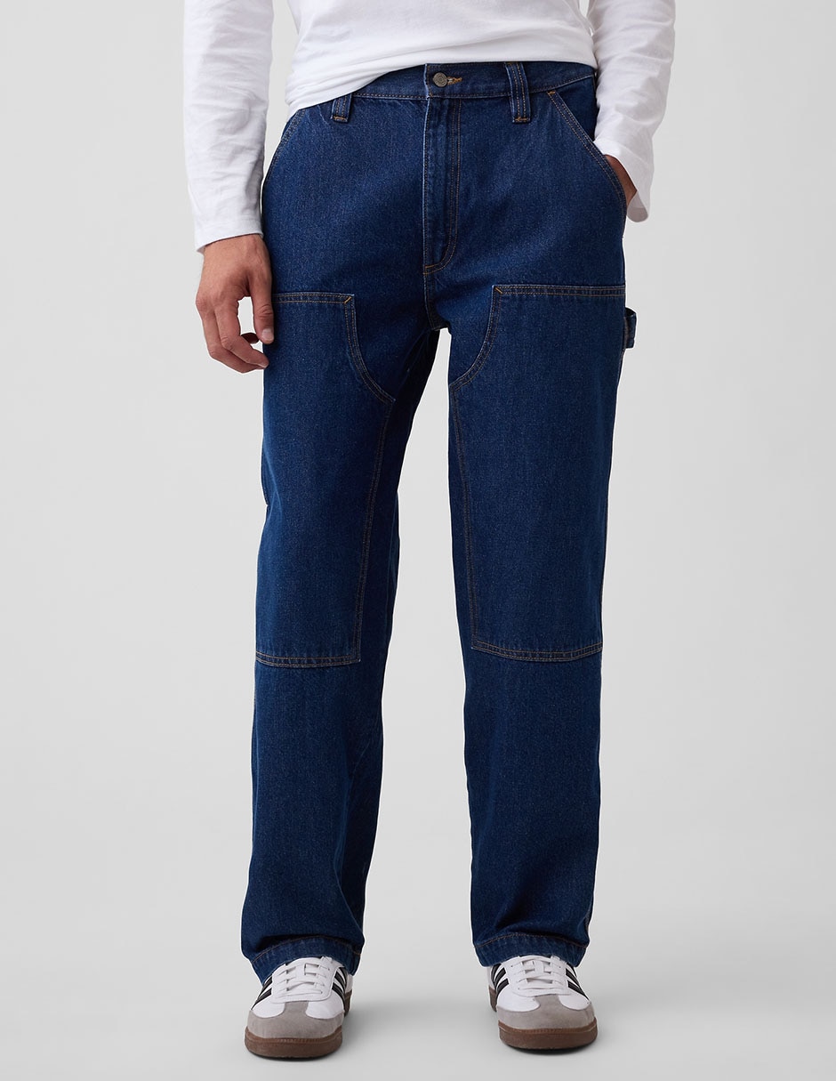 Jeans straight lavado obscuro para hombre