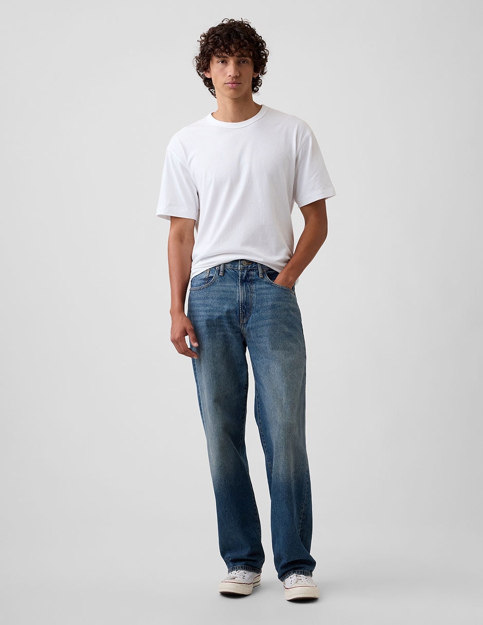 Jeans recto lavado medio para hombre