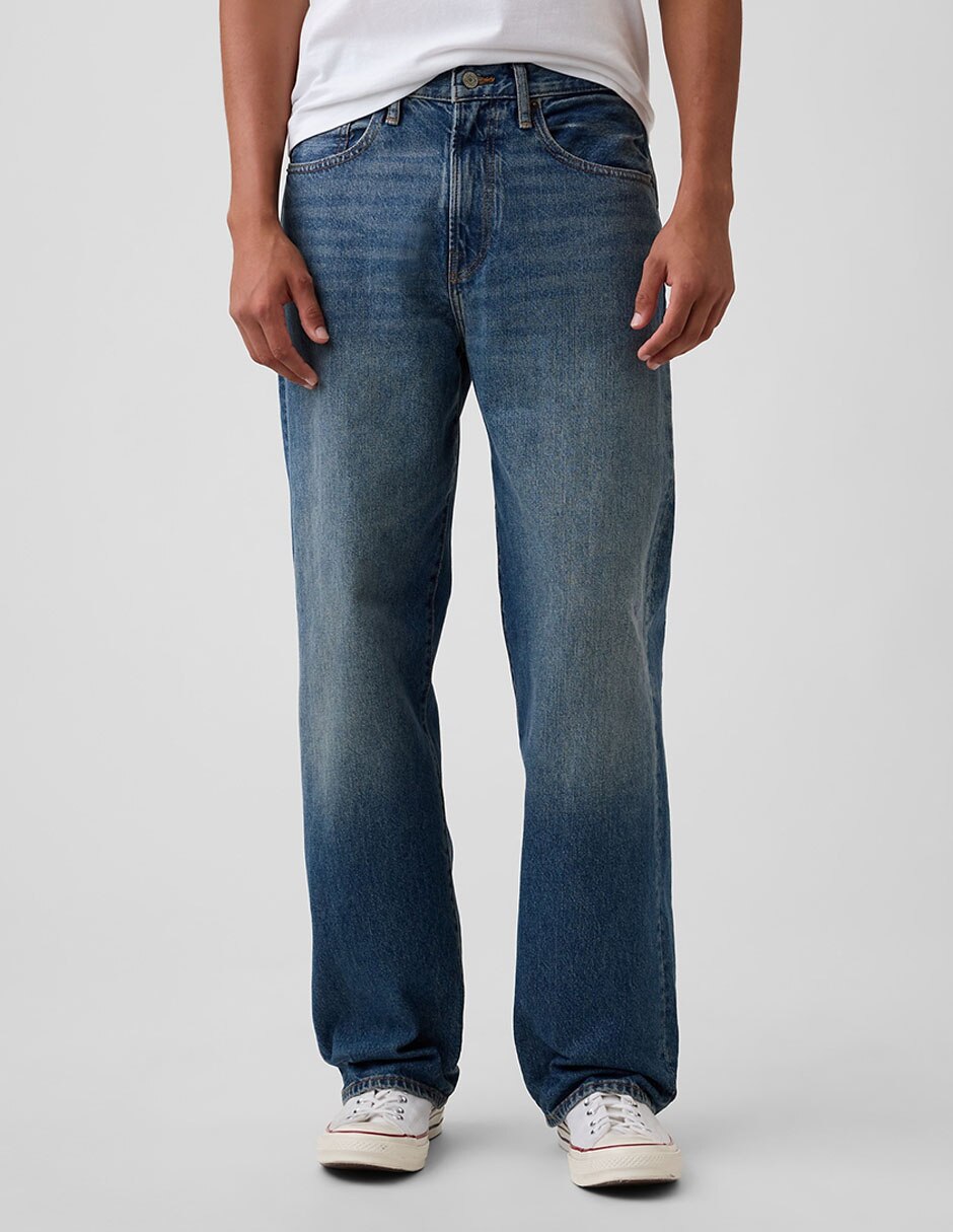 Jeans recto lavado medio para hombre