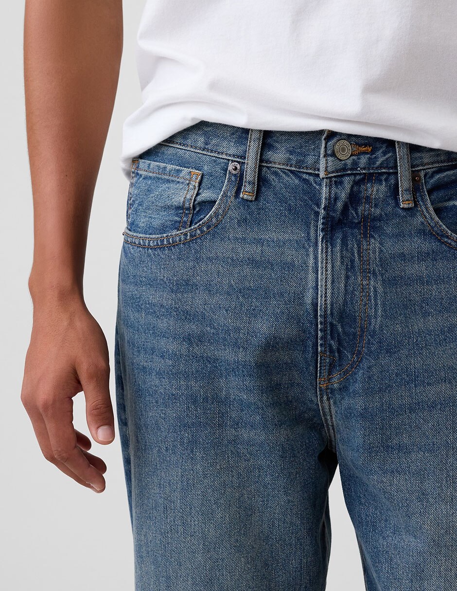 Jeans recto lavado medio para hombre