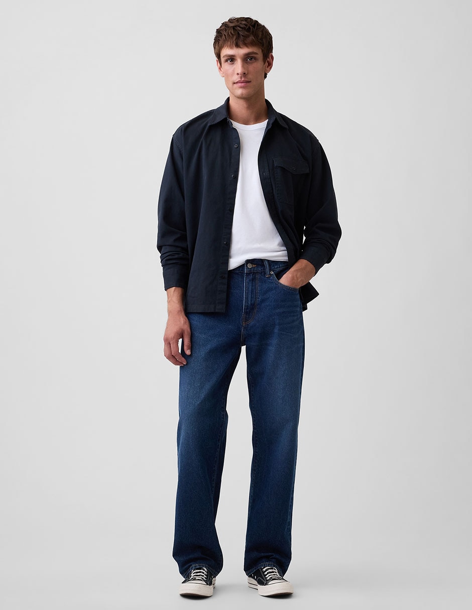 Jeans baggy lavado obscuro para hombre