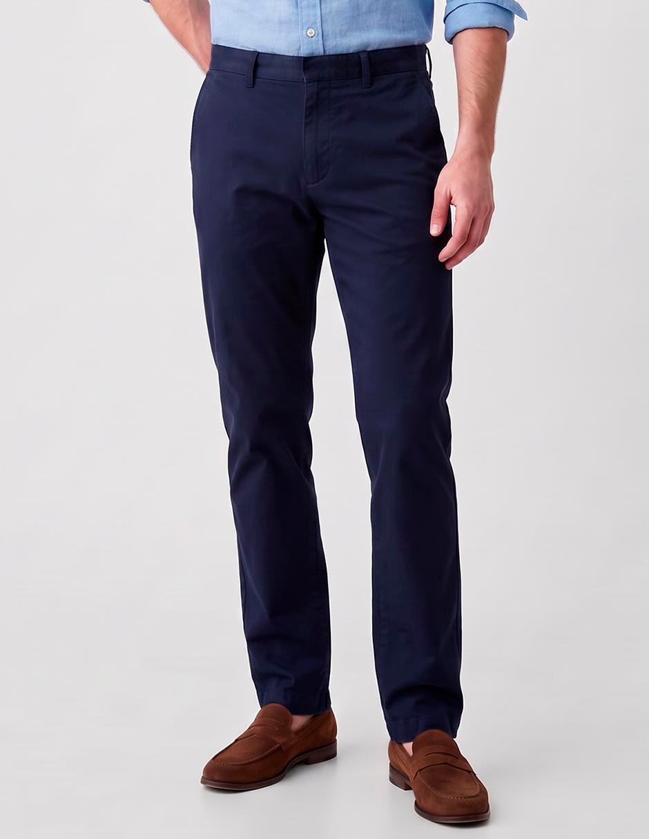 Pantalón casual chino recto de gabardina para hombre
